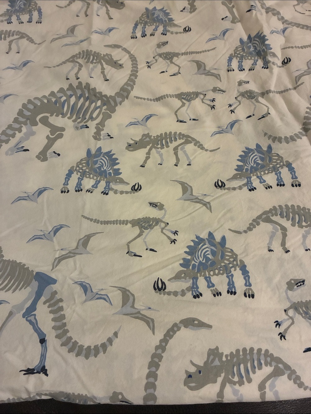 Pottery Barn Kids Dinosaur Skeleton Cotton Blue & Gray Flat Sheet Size Full